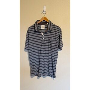 Billy Reid Blue Striped Cotton Blend Lightweight Polo XXL